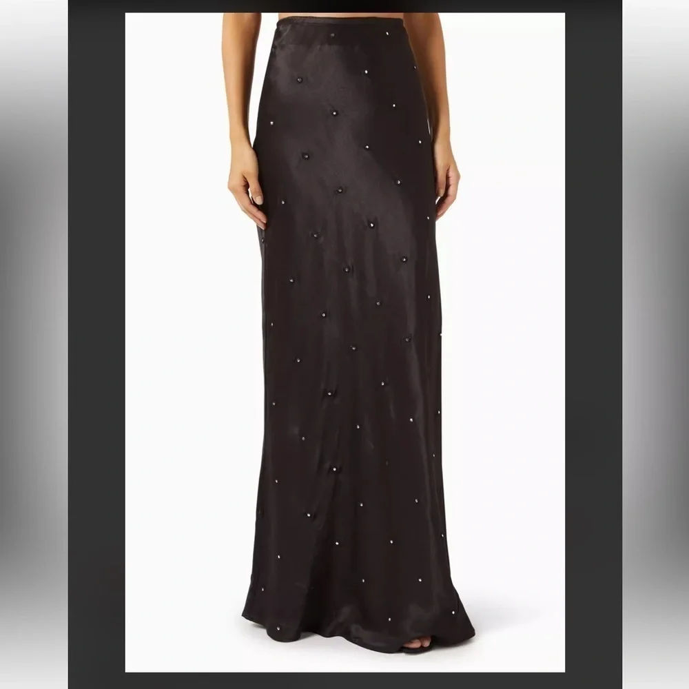 NEVER FULLY DRESSED black Bella Mirror Maxi Skirt 6 NWT